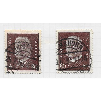 EMPIRE GERMANY 1928 PRESIDENT HINDENBURG 80Pf POSTMARK SHADE USED Mi 422 U-PICK