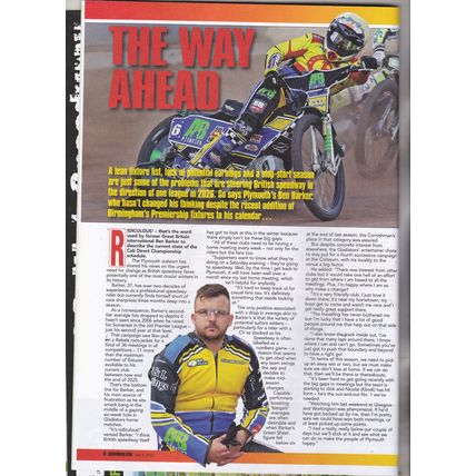 Speedway Star magazine : July 5, 2025. Ben Barker. Charles Wright. Swedish GP
