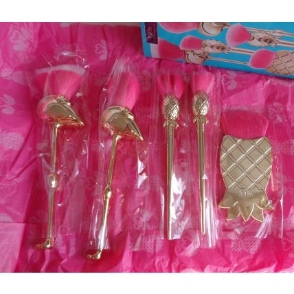Tarte 5 Piece Let's Flamingle Collection Brush Set New in Box
