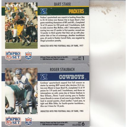BART STARR & ROGER STAUBACH AUTO 1990 PACKERS & COWBOYS HOF SB CHAMPION MVP QB'S
