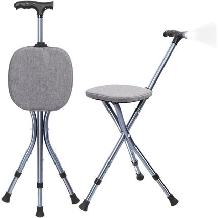 Folding Cane with Seat,Adjustable Walking Stick for Seniors,Lightweight Walking