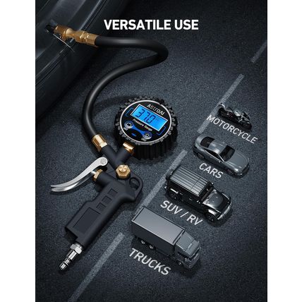 Astroai Digital Tire Pressure Gauge with Inflator, 3-250 PSI Air Chuck & Compres