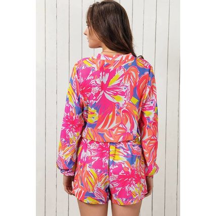 Multicolor Bold Graffiti Print Shirt Button Romper