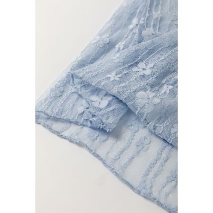 Ashleigh Blue Sheer Floral Lace Long Sleeve Slim Fit Top