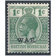 Br Honduras 1917 SG116 1c Blue-Green Mounted Mint