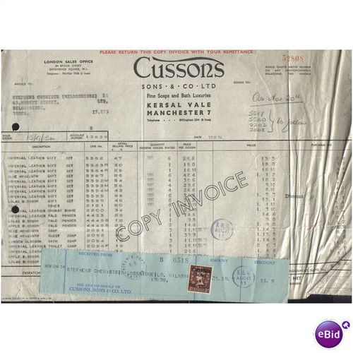 CUSSONS SONS & CO LTD,KERSAL VALE,MANCHESTER, 13/11/54