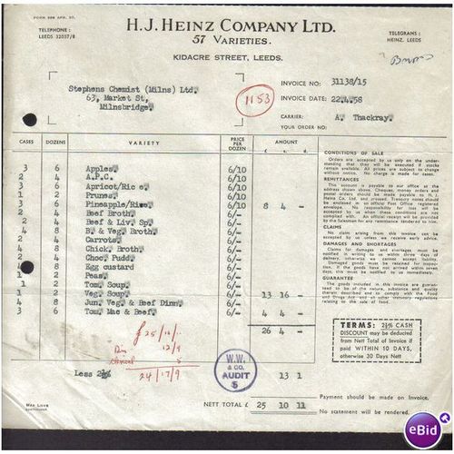 H J HEINZE CO LTD,KIDCARE ST,LEEDS, 22/4/1958