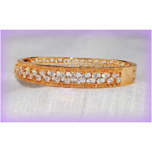 Elegant Crystal Topaz Gold Plated Hinged Bracelet Earring Set Jewellery 436