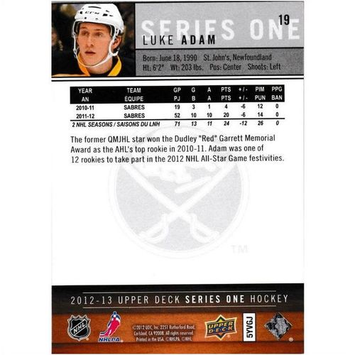 2012-13 Upper Deck - #19 - Luke Adam