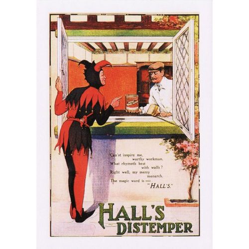 Poster Advert Art Postcard Hall's Distemper Jester Fool Advertisement