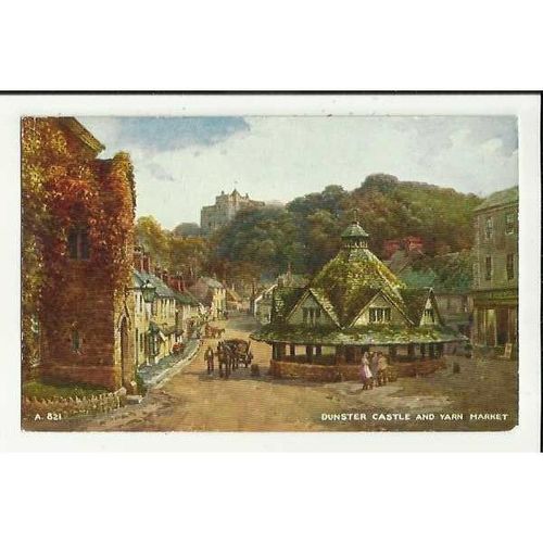 A821 Somerset DUNSTER Castle & Yarn Market Valentine "Art Colour" Postcard
