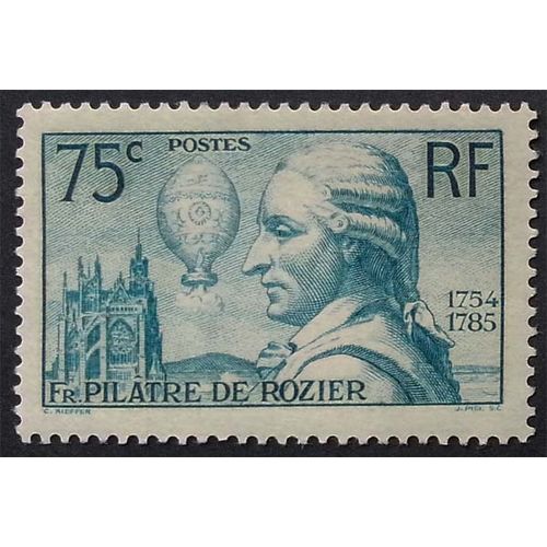 FRANCE: 1936 75c blue SG546 MH : Death Anniversary of Pilatre de Rozier