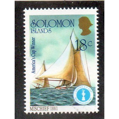 SOL 1987 18c 'AMERICA'S CUP - MISCHIEF 1881' FINE USED(EBID 51-639)