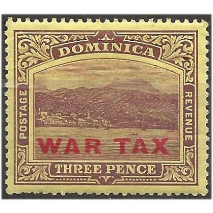 Dominica 1918 SG58 3d Purple/Yellow WAR TAX Mounted Mint . .. .