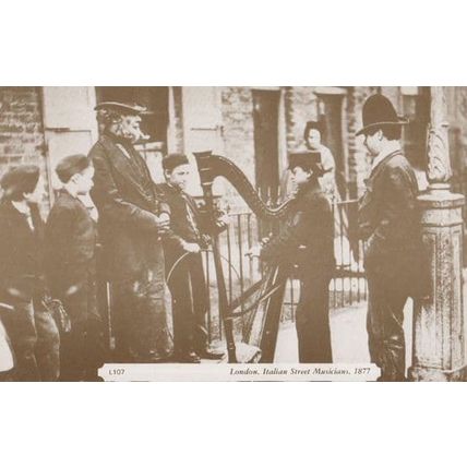 Italian Harp Street Musicians London Postcard