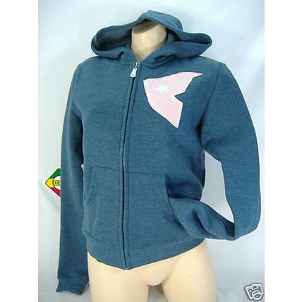 New Junior Womens Large Famous Stars Smoke Navy Zip Fleece Hoody Jacket