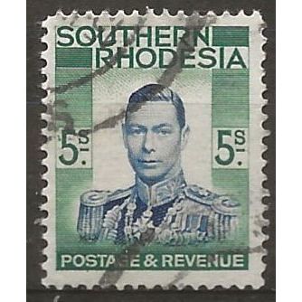 Southern Rhodesia 1937 SG52 5/- Blue & Blue-Green Fine Used .