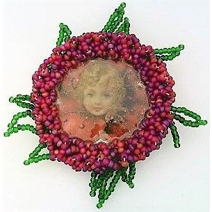 Victorian Style Hand Beaded Artistic Brooch Pin 1