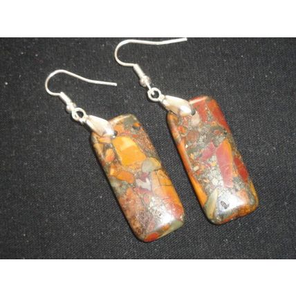 35x15mm brown cream grey green earth colour ocean jasper beads swing earrings