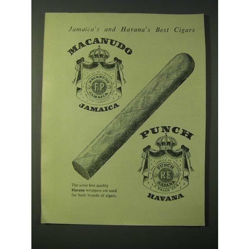 1955 Macanudo and Punch Cigars Ad - Jamaica's and Havana's best cigars