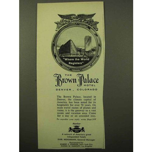 1964 The Brown Palace Hotel Ad - World Registers