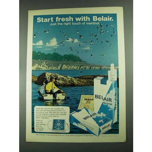 1972 Belair Cigarettes Ad - Start Fresh with Belair