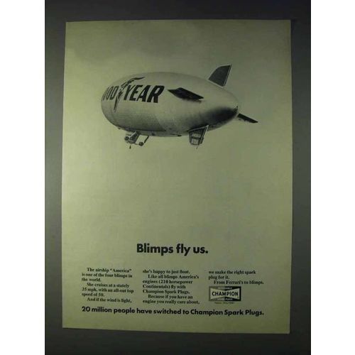 1972 Champion Spark Plugs Ad - Blimps Fly Us