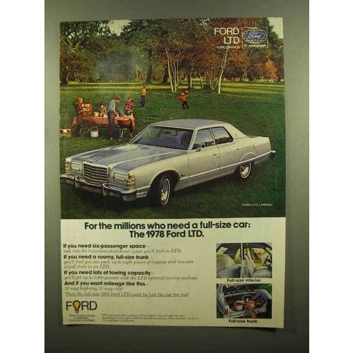 1978 Ford LTD Landau Ad - Millions Who Need Full-Size