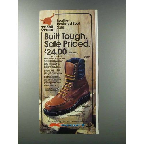 1981 Kmart Texas Steer Boots Ad - Built Tough