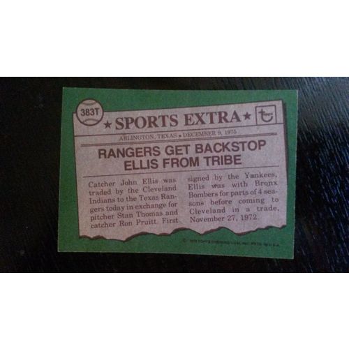 1976 Topps Traded Card # 383T John Ellis Very Good-Excellent (4) Texas Rangers