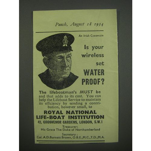 1954 Royal National Life-Boat Institution Ad - An Irish Coxswain