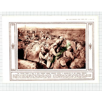 9718) German Trenches Machine Guns World War One - 1914 Book Print