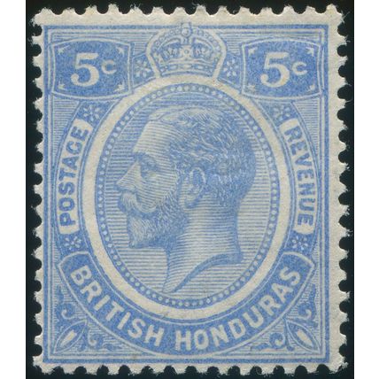 British Honduras 1923 5c milky blue SG 131a unused