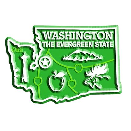 Washington the Evergreen State Map Fridge Magnet