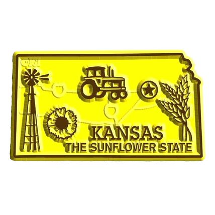 Kansas the Sunflower State Map Fridge Magnet
