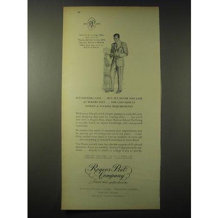 1948 Rogers Peet Suits Ad - It's getting late.. but it's never too late