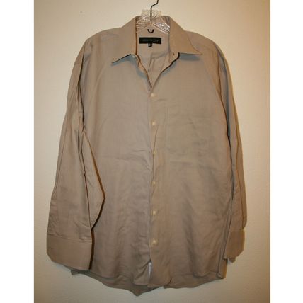 Kenneth Cole New York Men's 100% Cotton Tan Dress Shirt Size 15.5 32-33