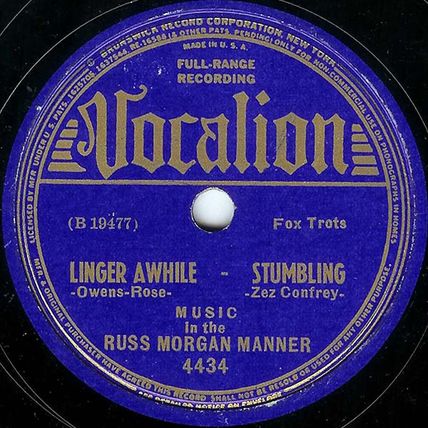 Vocalion 78 #4434 - Russ Morgan Manner - "Wabash Blues" + 2 more fox trots!