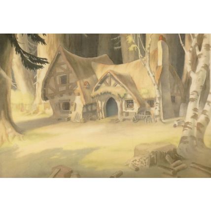 Snow White & The Seven Dwarfes Cottage Film Painting Postcard