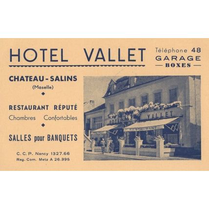 Hotel Vallet Nancy France Antique Map Advertising Card