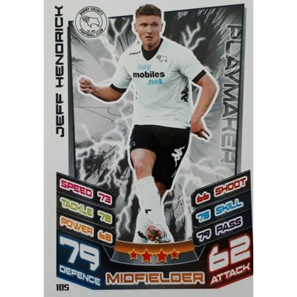 Jeff Hendrick Derby County Rookie - Topps Match Attax 2012/13 #105