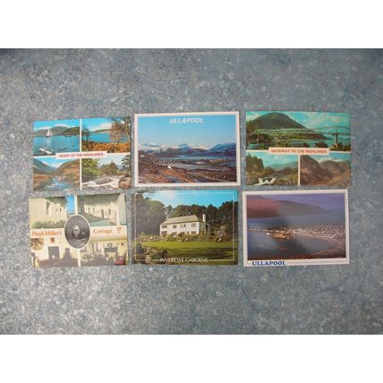 6 old Scottish (Scotland) Postcards – Ullapool, Ballachulish, Inverewe etc.