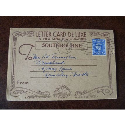 GB 1950 King George VI Southbourne Letter Card De Luxe 6 view sepia photogravure