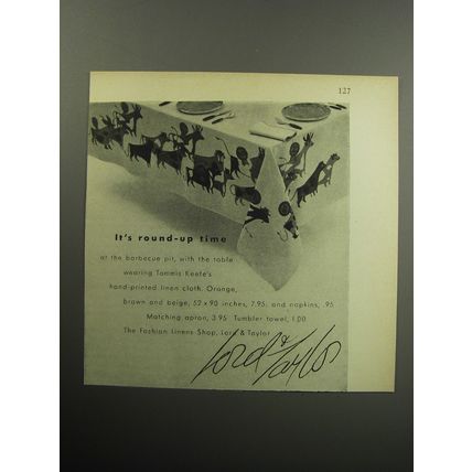 1957 Lord & Taylor Advertisement - Table cloth by Tammis Keefe