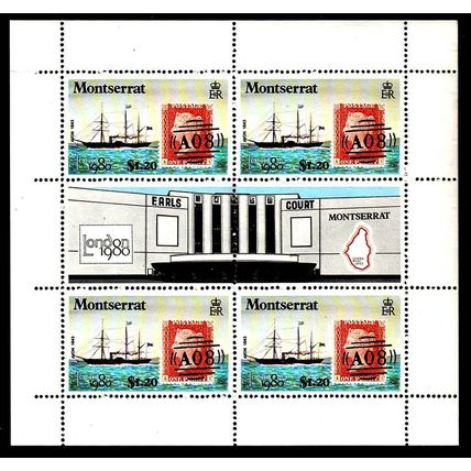 Montserrat 1980 Philatelic Exhibition Mini Sheet of 4 x $1.20 MNH Stamps Ships