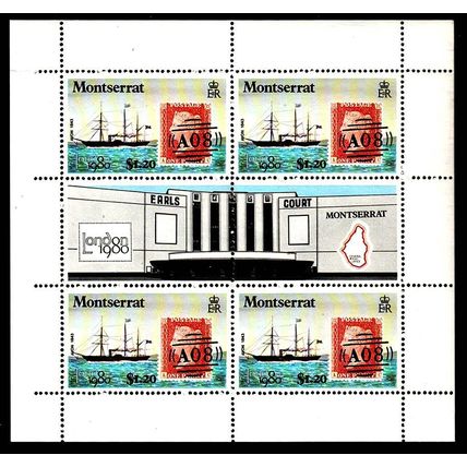 Montserrat 1980 Philatelic Exhibition Mini Sheet of 4 x $1.20 MNH Stamps Ships