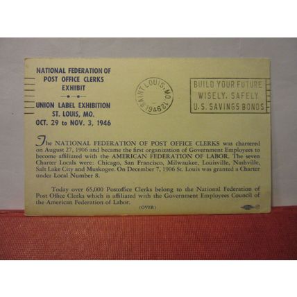 NATIONAL FED. OF POST OFFICE CLERKS EXHIBIT, UNION LABEL EXHIB. ST. LOUIS 1946