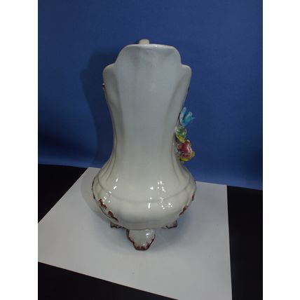 Bassano Italy Art Pitcher Capodimonte Rose Porcelain Flowers 12.5” Tall High
