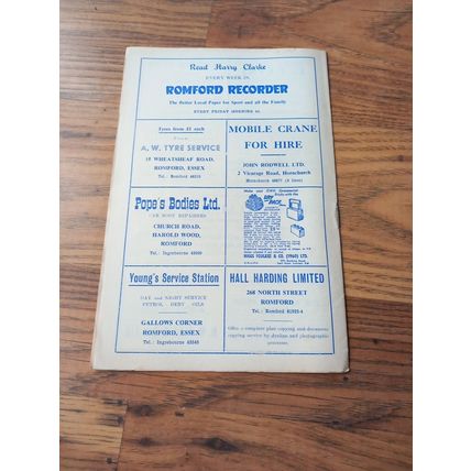 1962/63 Romford vs Chelmsford City - Southern League Cup ** FREE P&P **