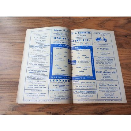 1962/63 Romford vs Chelmsford City - Southern League Cup ** FREE P&P **